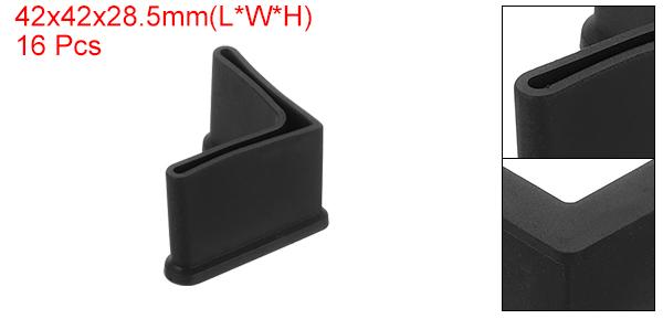 uxcell 16個セット L字型脚パッド 1.38" x 1.38"(35 x 35mm)家具脚カバープロテクター L字型PVC家具アングルアイアンキャップ 黒色 [2]