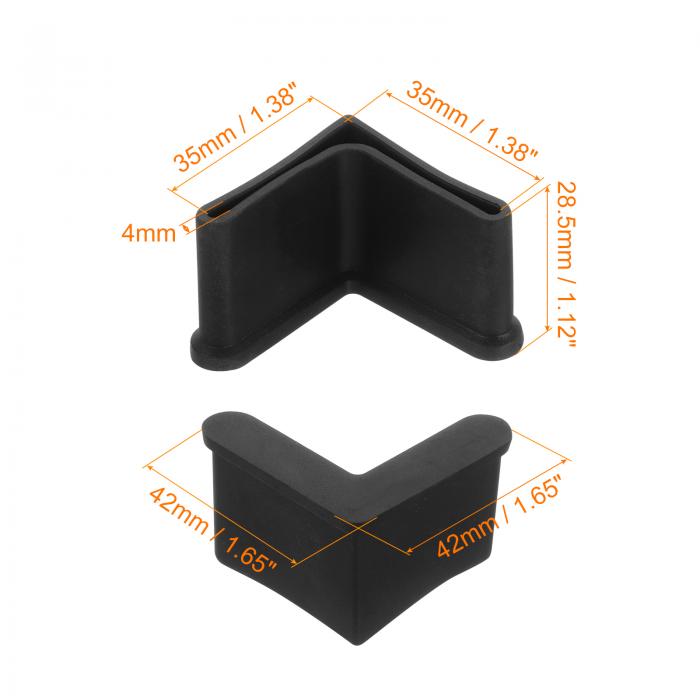uxcell 16個セット L字型脚パッド 1.38" x 1.38"(35 x 35mm)家具脚カバープロテクター L字型PVC家具アングルアイアンキャップ 黒色 [3]