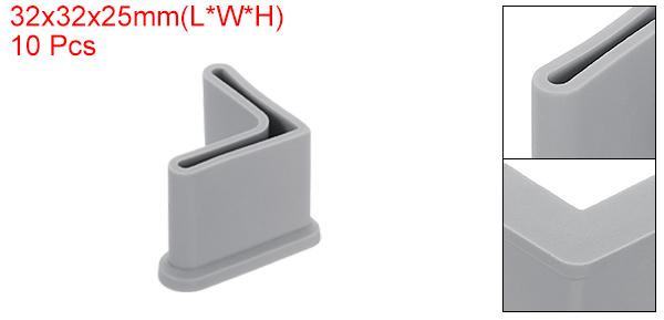 uxcell 10個セット L字型脚パッド 1" x 1"(25 x 25mm)家具脚カバープロテクター L字型PVC家具アングルアイアンキャップ グレー [2]