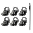 uxcell 6個入り メタルスタッズリベット 12mm Dリングボタンリベット 3.5mm レザーホールパンチ付き レザークラフト用 黒