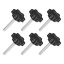 uxcell 6個セット M4 x 30mm スター ノブ プラスチック製 六角形 クランピング ノブ スクリュー 手で締める 交換用ノブ 傘ベース 交換ノブ