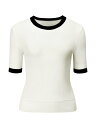 Hobemty 無地Tシャツ 半袖 プルオーバー クルーネック フィット ニット トップス トップス レディース ホワイト L