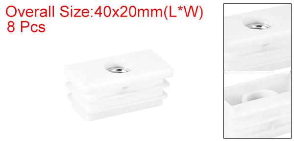 uxcell スクエアチューブ 8個セット 20 x 40mm - M8スレッド付きPPチェアカバー 家具脚用のネジ込み式インサート 調節可能な脚プラグ チェアパイプエンドキャップ(ホワイト) [2]