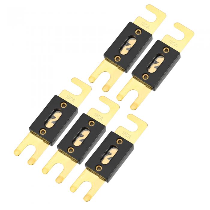 Hihaha ミニANLヒューズ180A / カーオーディオCDヒューズ / 耐久性 プラスチックと金属 / 5個セット 金 黒