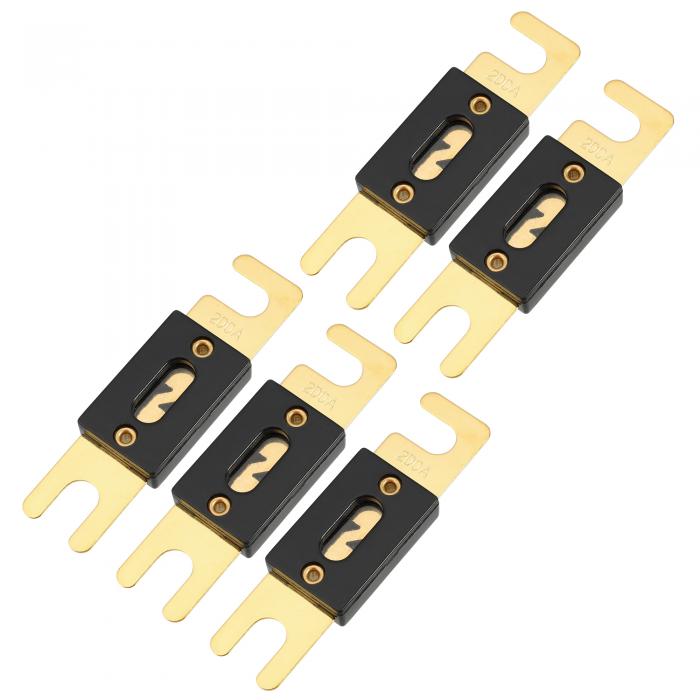 Hihaha ミニANLヒューズ200A / 車両用オーディオCDヒューズ / 耐久性 プラスチックと金属 / 5個セット 金 黒