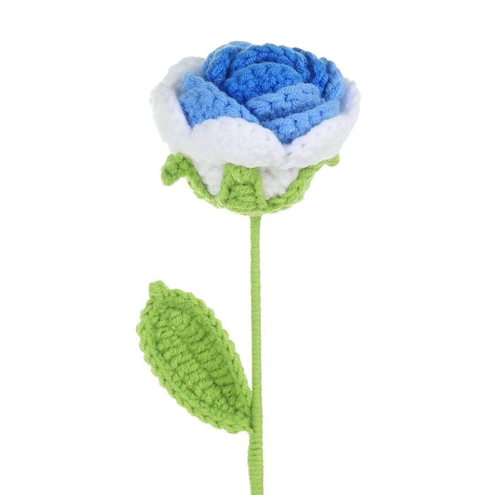 PATIKIL クロシェフラワー 手作り 編みローズ人工織りフェイクフラワー ステム付き バレンタインギフト ホームウェディングパーティーオフィステーブルデコレ...