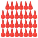 PATIKIL 24/410ツイ ストボトルキャップ 30個 プラスチックリブエッジスク イーズボトル交換キャップ(フォームガスケット付き)ペイント蓋グルーディスペンサーボトル用 赤色