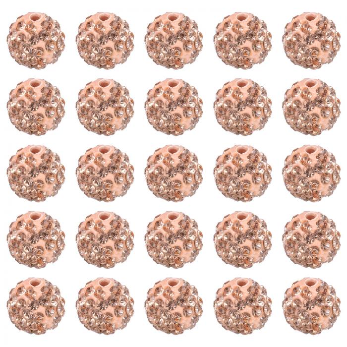 PATIKIL 10 mm 水晶ディスコラインストーンビーズ 25個 水晶ラインストーンパヴェ ディスコラウンドボールポリマークレイ DIY宝石作成 ブレスレット用 トープ