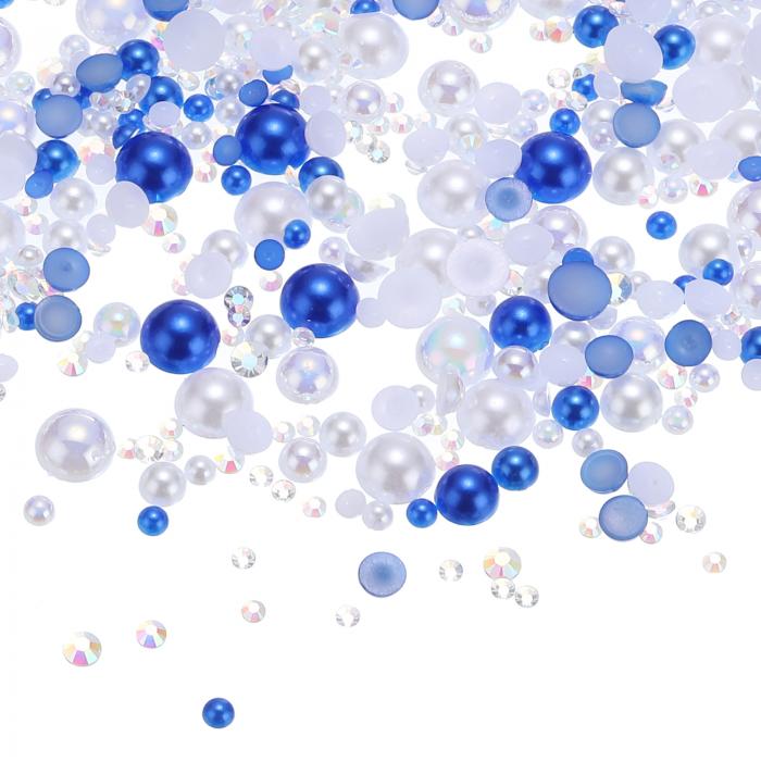 PATIKIL 30g パールとラインストーン 3-10mm ミックスフラットバックラインストーンとハーフパール樹脂..