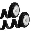 PATIKIL 0.35" x 2.18ヤード ベルベットリボン 2個セット シングルフェイス ヴィンテージベルベットリボンスプール デコレーション ギフト DIYラッピング クラフト ウェディングヘアボウに最適 黒