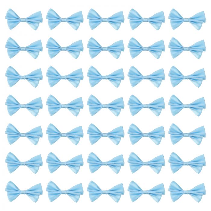 PATIKIL 2.4"ミニボウタイ 100個 サテンリボンボウタイ クラフトプロジェクト ギフトラッピング 縫製装飾用 リトルボウノット ブルー