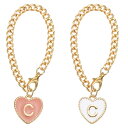 PATIKIL レター装飾アクセサリー タンブ ラーカップ装飾用のハート型ネームIDアクセサリー2個セット ピンク&ホワイト Cの文字