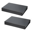 PATIKIL 33x23x5 cm 蓋付きギフトボックス 2個 磁気閉鎖 折りたたみ紙 長方形の好意ボックス 結婚式 バレンタインデー 誕生日ギフト包装用 黒