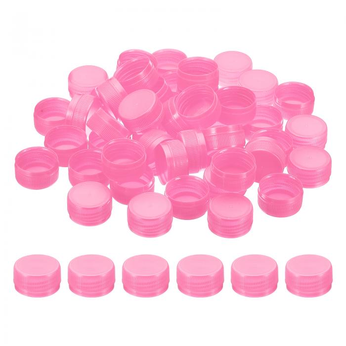 PATIKIL クラフト用 1.2"プラスチックボトルキャップ 100個入り 再利用可能な保護ボトルスクリューリッド 空 容器 DIYスクラ ップブック装飾 ピンク色