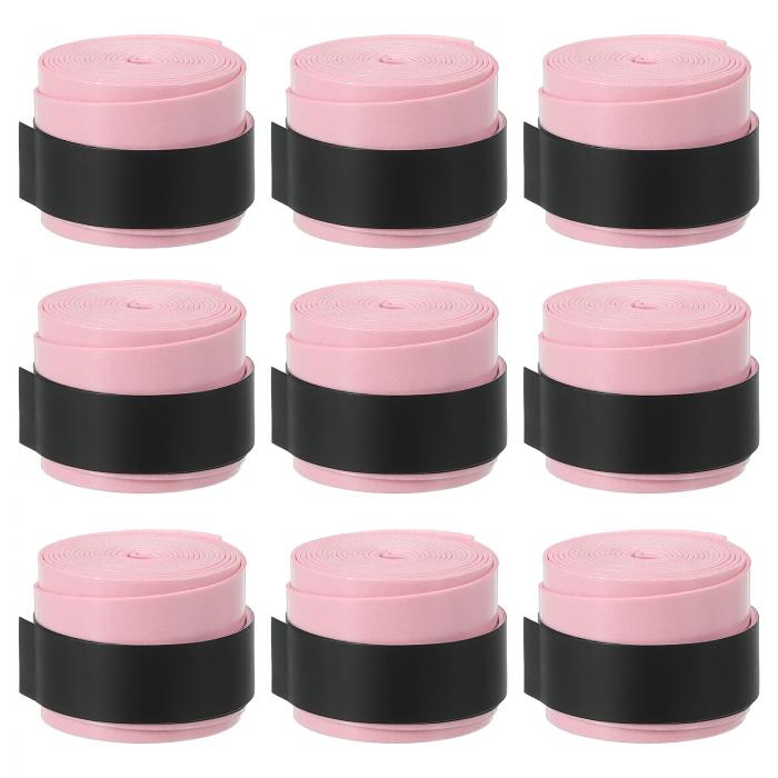 PATIKIL 43.3" テニスラケットグリップテープ 9パック オーバーグリップ 伸縮性 ある滑り止め 吸汗性 バドミン トン 釣り竿 ライトピンク