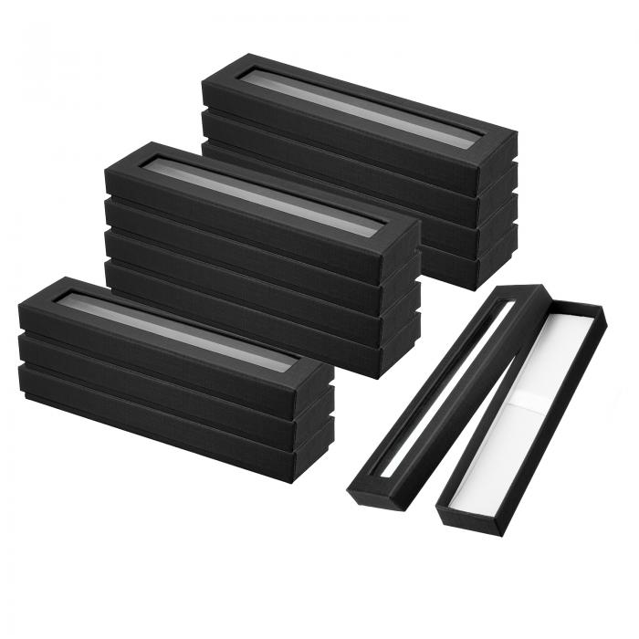 PATIKIL ペンギフトボックス 12個入り 空 ペンケース カードボード製 ケース 透明窓付き ペンプレゼン..