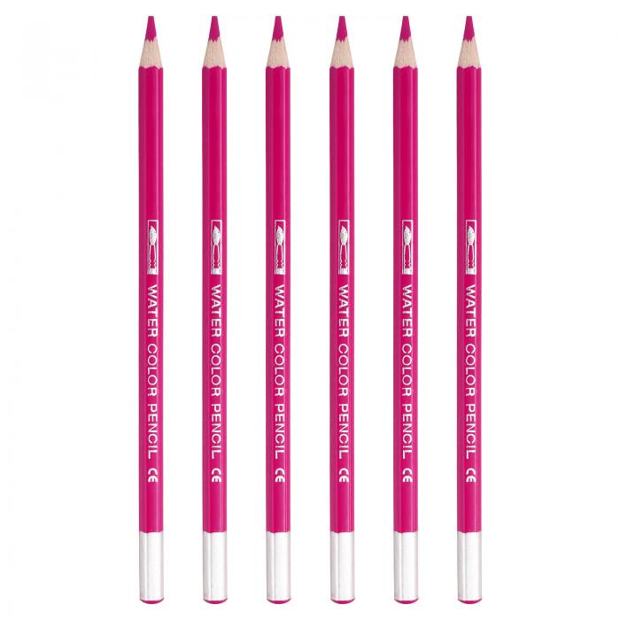 PATIKIL ウォーターカラーペンシル ブレンディング 着色 スケッチ 絵画に適した6本セット ピンク色