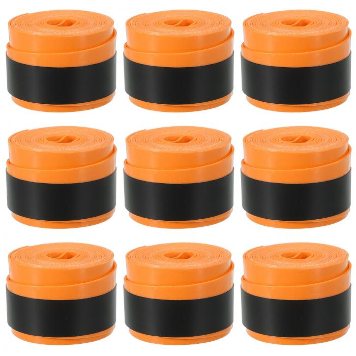 PATIKIL 43.3" テニスラケットグリップテープ 9パック オーバーグリップ 伸縮性 ある滑り止め 汗を吸収する バドミン トン 釣り竿 用 オレンジ色