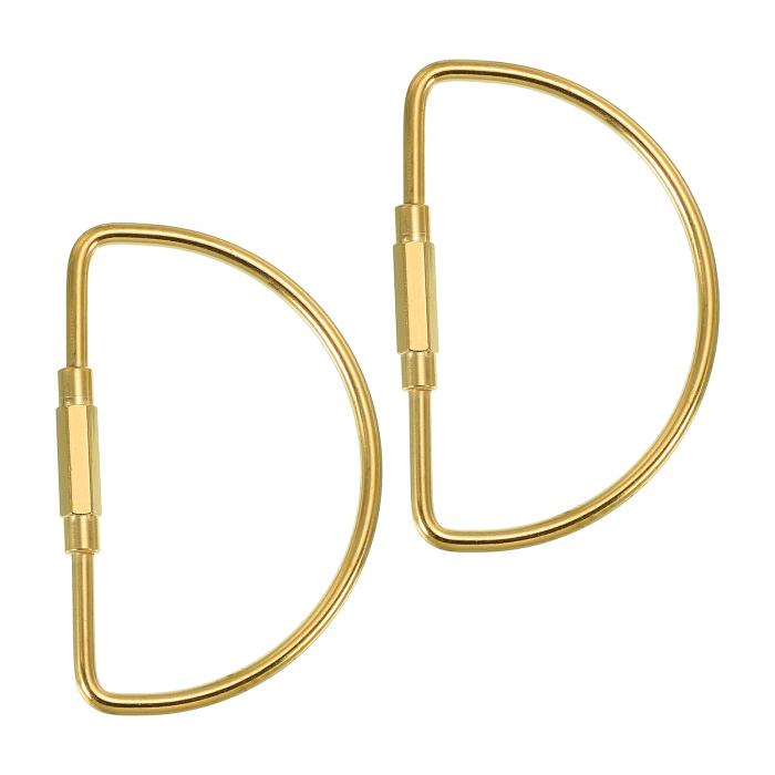 PATIKIL 真鍮キーリング 2個セット真鍮製スクリューロッククリップキーチェーン シンプルなスタイル キ..