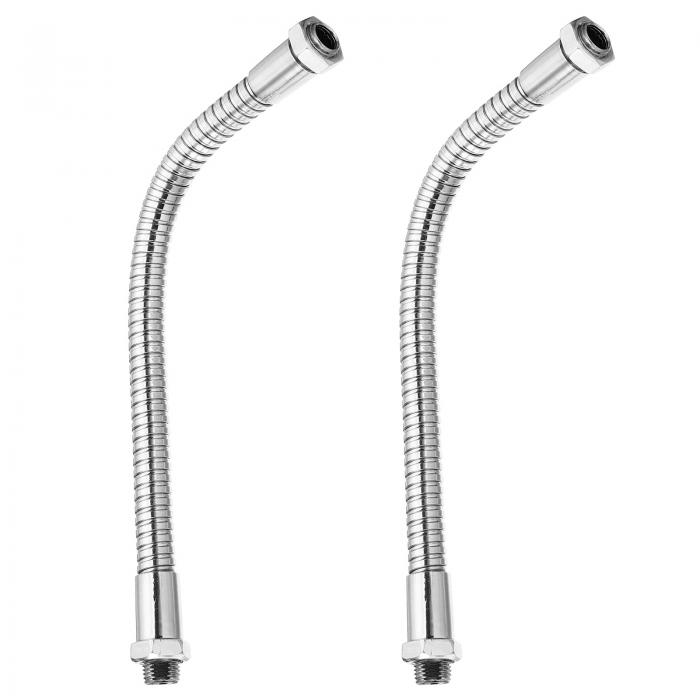 PATIKIL 20cm グースネック ホース 2個 M10 細目ねじ曲げ可能金属ホース フ レキシブルアーム ソフトチューブ延長 ランプ DIY機器用 シルバー
