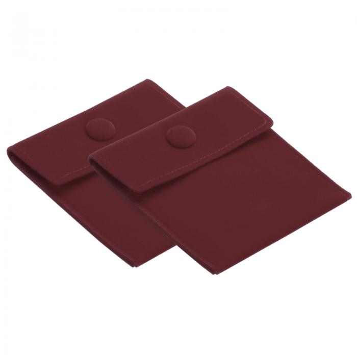 PATIKIL 4x4" 宝石ポーチ スナップボタン付き 柔らかいベルベットポーチ2個セット リング ネックレス ..