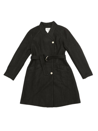 Allegra K レディース ボタンダウンコート スタンドカラー 長袖 ベルト 冬 クラシック ロングコート ブラック XL Allegra K レディース ボタンダウンコート スタンドカラー 長袖 ベルト 冬 クラシック ロングコート ブラック XL