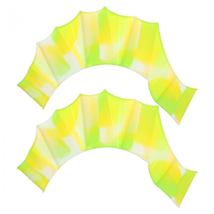 PATIKIL シリコン製 水泳手袋 1ペア ウェブ付きスイムグローブ フィンガーフロッグタイプ 耐水ギア 水泳トレーニングに最適 緑トーン Lサイズ