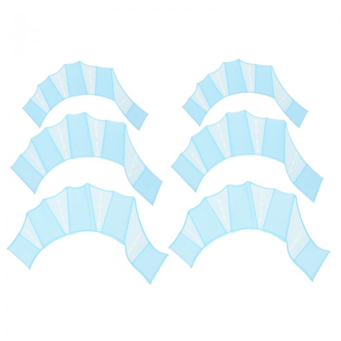 PATIKIL シリコン製 水泳手袋 3ペア ウェブ付きスイムグローブ フィンガーフロッグタイプ 防水ギア 水中トレーニング用 ブルー S/M/Lサイズ