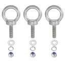 PATIKIL M6 x 20mm リフティングショルダーアイボルト 3個セット 304ステンレス製リフティングリング付き ネジ付きアイボルト ナットとワッシャ...
