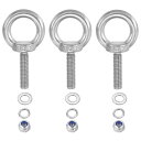 PATIKIL M8 x 30mm リフティングショルダーアイボルト 3個セット 304ステンレス製リフティングリング付き ネジ付きアイボルト ナットとワッシャ...