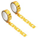 PATIKIL 15mm x 10m メタリック和紙テープ 2ロール 星柄マスキング箔ステッカー DIYアートクラフトラッピング装飾用 セルフアドヒーシブ 金色