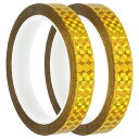 PATIKIL プリズムテープ 15mm x 50m 2パック ホログラフィックメタライズド反射性セルフアドヒーシブ DIYアートクラフトラッピング壁装飾 金色