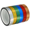 PATIKIL プリズムテープ 20mm x 50m 6パック ホログラフィックメタライズド反射性自己接着DIYアートクラフト包装壁デコレーション マルチカラー(3)