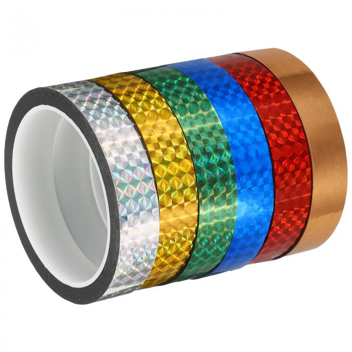 PATIKIL プリズムテープ 25mm x 50m 6パック ホログラフィックメタライズド反射性自己接着DIYアートクラフト包装壁デコレーション マルチカラー