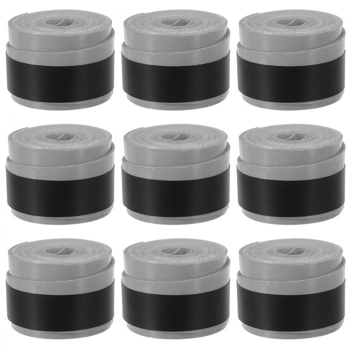 PATIKIL 43.3" テニスラケットグリップテープ 9パック オーバーグリップ 伸縮性 ある滑り止め 汗を吸収する バドミン トン 釣り竿用 グレー