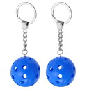 PATIKIL ピクルボールキーチェーン 2個セット バッグ リュックサック ラケット ラゲッジタグ パーティーフェイバー ボトル 装飾用ミニピクルボールオーナメント ブルー