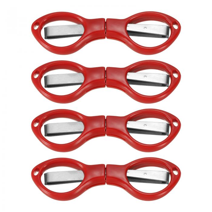 PATIKIL 折りたたみ式ハサミ 4個セット ミニサイズ ステンレス製で錆びにくく メガネ型 小さなクラフトカッター 家庭用 釣り 縫製に最適 赤色