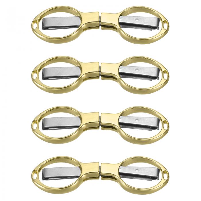 PATIKIL 折りたたみ式 ハサミ 4個セット ミニサイズ 合金製で錆びにくく メガネ 形状をした小さなクラフトカッター 家庭 釣り 縫製などに最適 ゴー ルド色