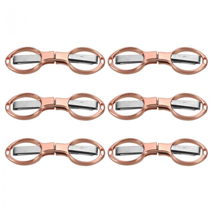 PATIKIL 折りたたみ式ハサミ 6個セット ポータブルトラベルミニハサミ 合金製 錆びない メガネ型 小さなクラフトカッター 家庭用 釣り 縫製用 ローズゴー ルド