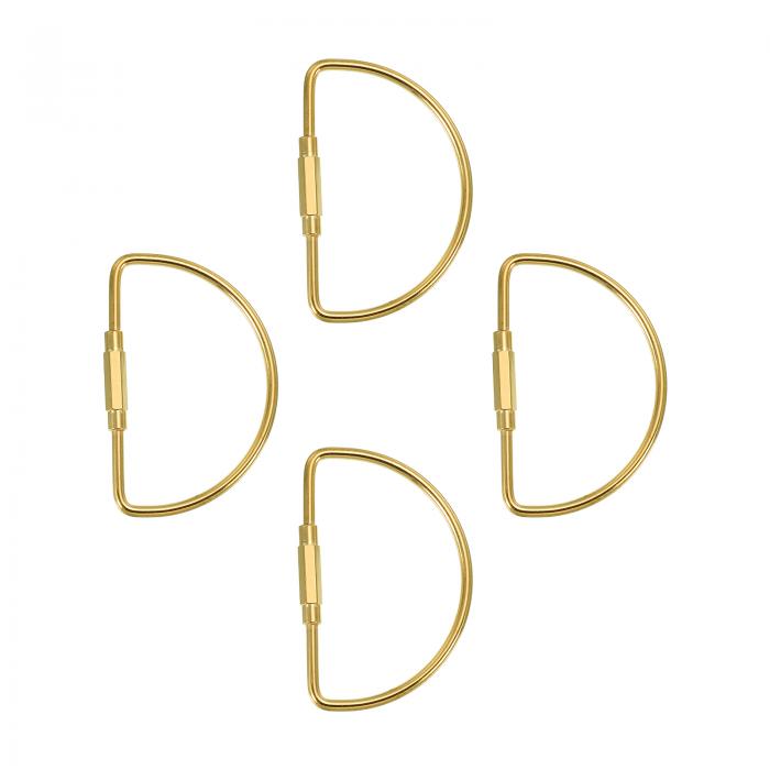 PATIKIL 真鍮キーリング 4個セット真鍮製スクリューロッククリップキーチェーン シンプルなスタイル キ..