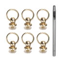 uxcell 6個入り 金属スタッズリベット 8mm Dリングボタンリベット 3.5mm レザーホールパンチ付き レザークラフト用 金トーン