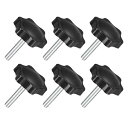 uxcell 6個入り M5 x 25mm スターノブ プラスチック製六角形クランピングノブ スクリューハンドタイトニング交換ノブ かさばりベースの交換ノブ