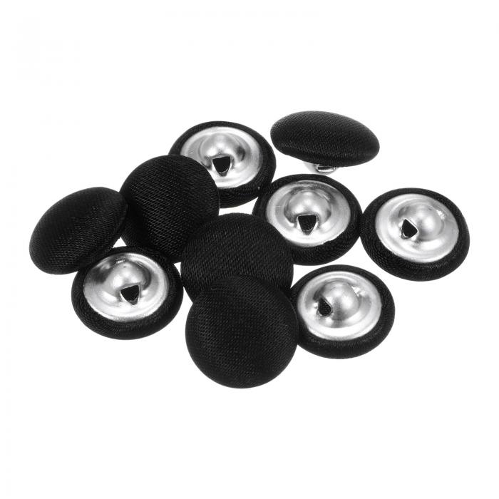uxcell 10個セット 20L ファブリッククロスカバーボタン 12.5mm 円形プラスチックシャンクボタン スーツ ドレス レディースシャツ用 黒色