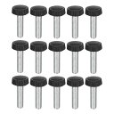 uxcell 15個入り M6x25mm のネジ山付きノブネジ 亜鉛メッキカーボン鋼製のクランピングノブ プラスチック製の丸い頭部のサムスクリュー クイックリムーブネジクランプ 黒(4)