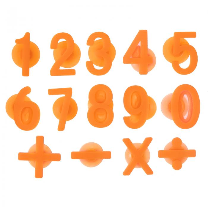 uxcell ワイングラス装飾14個セット シリコン製ワイングラスマーカー 吸盤付き シャンパンフルート カク テル用 オレンジ色 数字0-9 / 数学記号 
