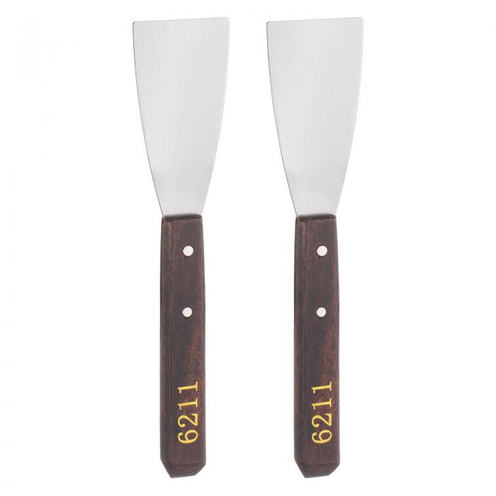 uxcell 2個セット No.6211 絵 具パレット刀 ステンレス製 フラットな大型スパチュラ パレット刀 木製ハンドル付き オイル・アクリル絵 具 キャンバス カラーミキシング スプレッド用