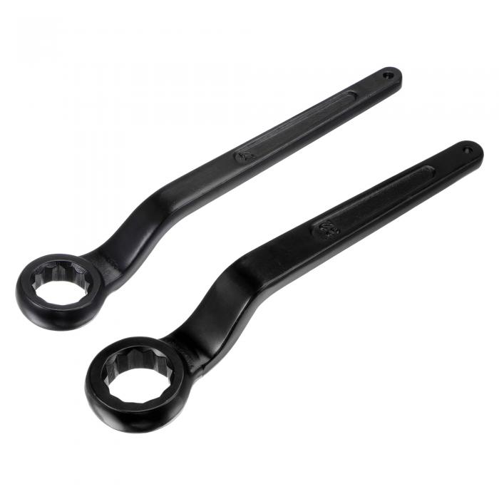 uxcell 2個セット オフセットボックスエンドリングタイプレンチ 32mm 27mm 高炭素鋼 スロギングレンチ