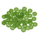 uxcell 50個セット 18Lボタン 15/32"(11.5mm) レジン製 ラウンドフラット 4穴クラフトボタン 衣類の縫製やDIY用 緑