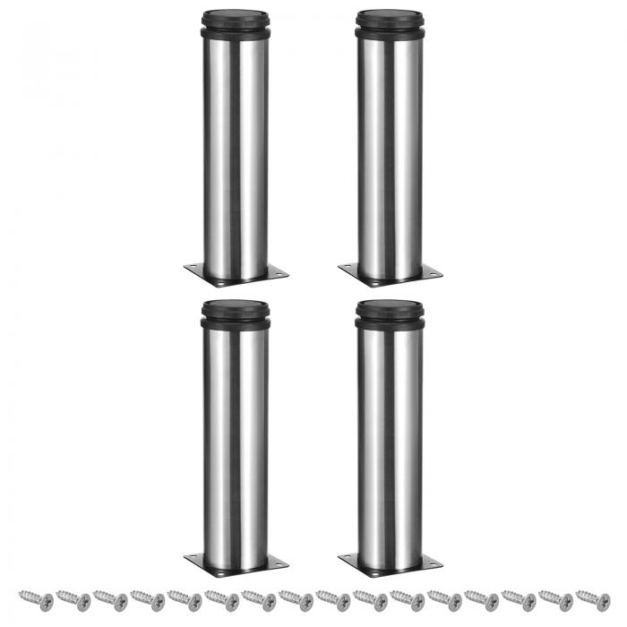 uxcell 家具脚 4個セット 2 x 7.87" DIY家具テーブル椅子ソファ用 シルバートーン ネジ付き