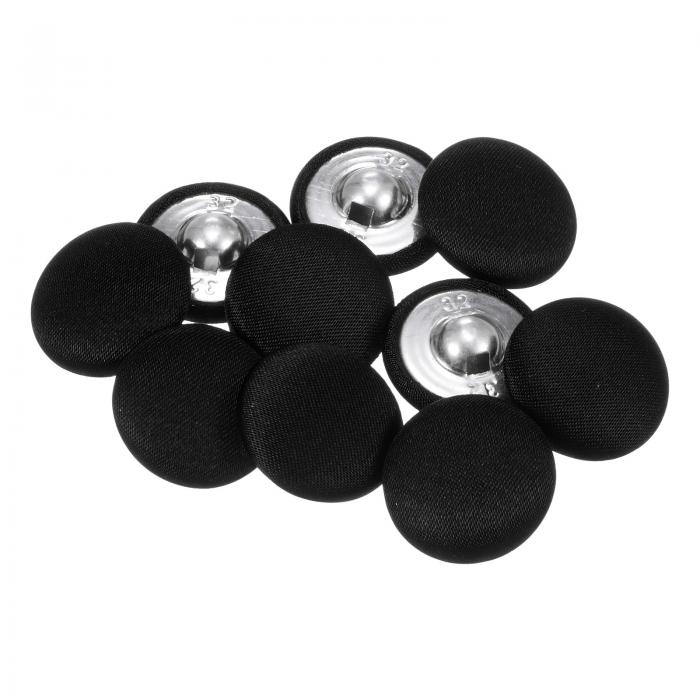 uxcell 10個セット 32L ファブリッククロスカバーボタン 20mm 円形 プラスチックシャンク ボタン スーツ ドレス レディースシャツ用 黒色